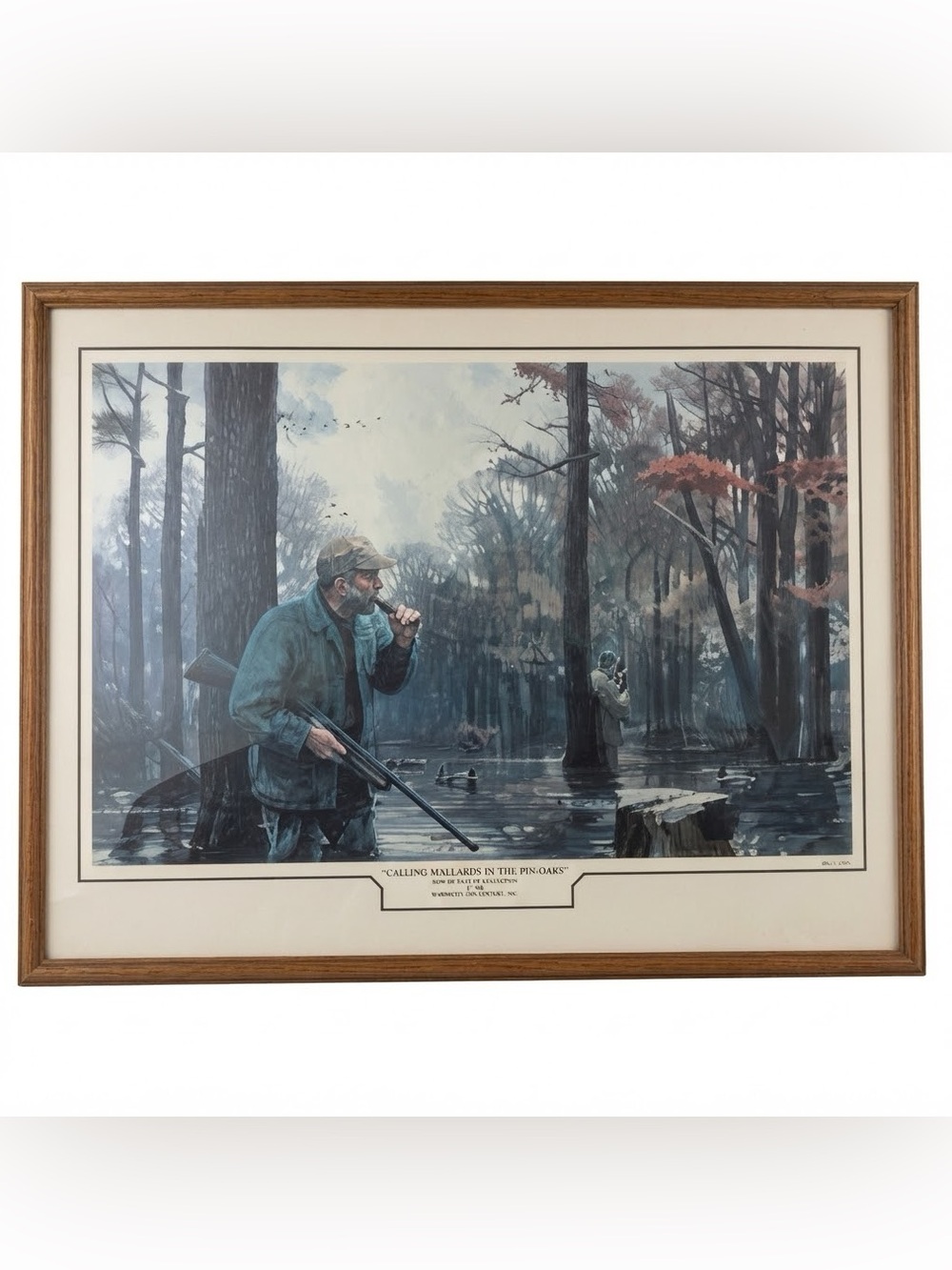 Lithograph Print “Calling Mallards in the Pin-Oaks" from the Remington|Oak Frame